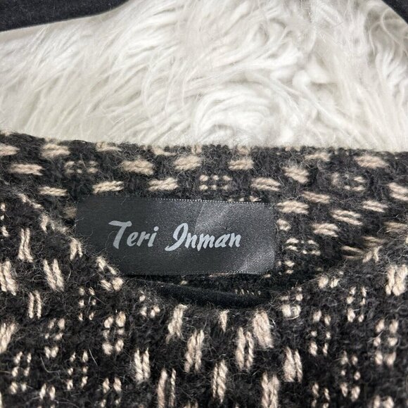 Teri Inman Handwoven Hand Comb Knitted Crop Sweater Black Gray Intricate Woven M - Picture 6 of 7